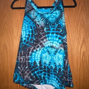 Danskin Turquoise and Charcoal Patterned Tank Top